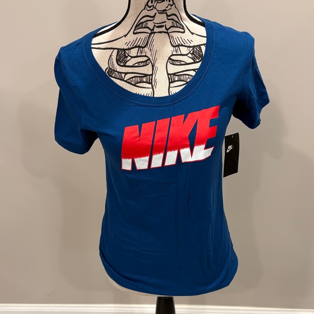Nike Women's Bold Blue Tee with Red Logo NWT